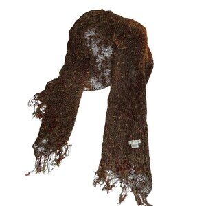 AVOCA Ireland brown khaki burgundy nobby knit STUNNING shawl scarf 20x74"